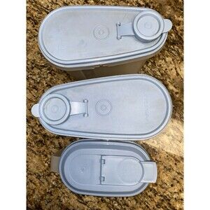 Vtg Tupperware Canister/Storage Containers Set of‎ 3 w/Lids Blue